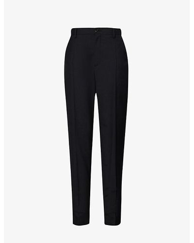 Undercover Band-patch Regular-fit Tapered-leg Mid-rise Wool Pants - Black