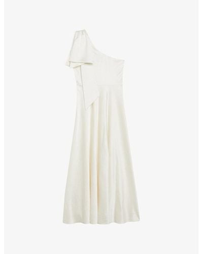 Ted Baker Rikuto One-shoulder Draped Woven Midi Dress - White
