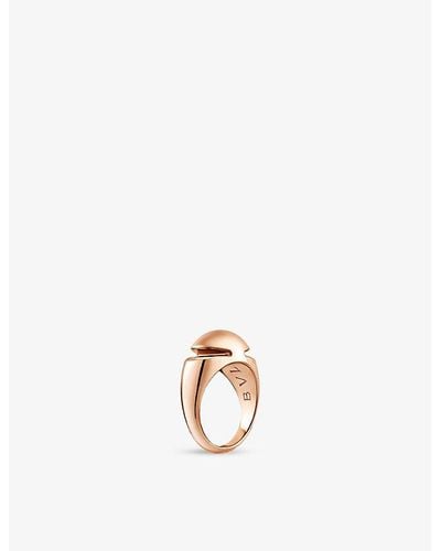 BVLGARI Cabochon 18ct Rose-gold Ring - White