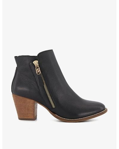 Dune Paicey Wide-fit Leather Ankle Boots - Black