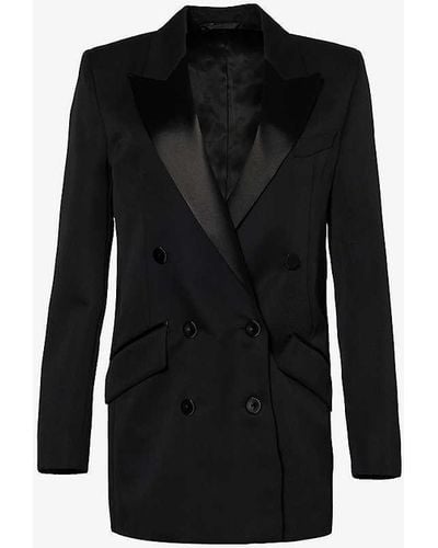 Givenchy Contrast-lapel Double-breasted Wool-blend Jacket - Black