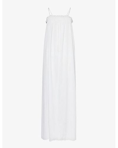 Pretty Lavish Ada Shirred Stretch-woven Maxi Dress - White