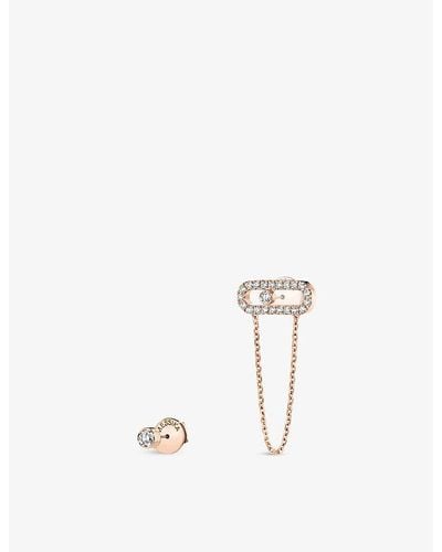 Messika Move Uno 18ct Rose-gold And Diamond Chain And Stud Earrings - Metallic