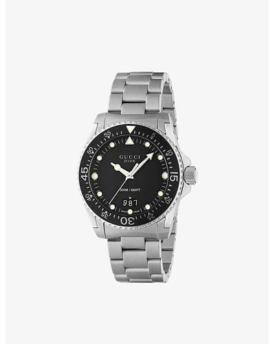 Gucci Ya136301b Dive Stainless Steel Quartz Watch - Metallic