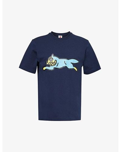 ICECREAM Running Dog Branded-print Cotton-jersey T-shirt - Blue