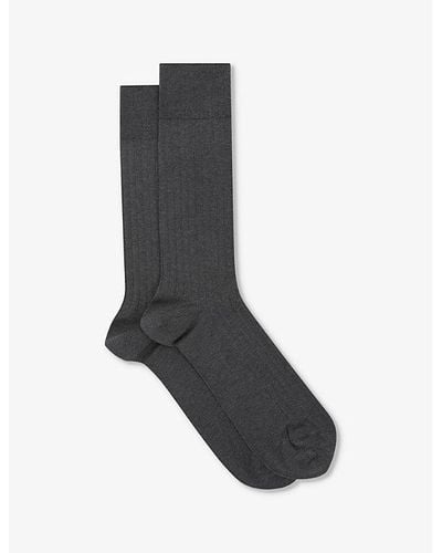 Reiss Fela Ribbed Stretch-cotton Socks - Black