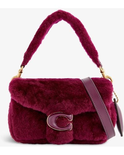 COACH Pillow Tabby Shearling And Leather Cross-body Bag - Red