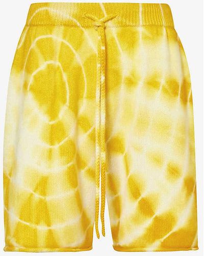 The Elder Statesman Bullseye Tie-dye Cashmere Shorts - Yellow