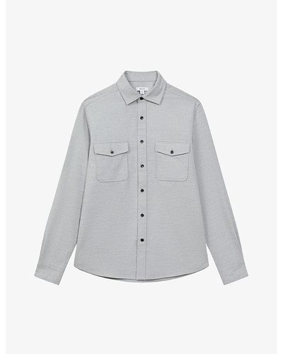 Reiss Chaser Twin-pocket Brushed Stretch-woven Overshirt X - Grey