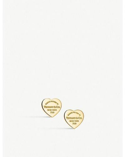 Tiffany & Co. Mini Heart Tag 18ct Gold Earrings - Metallic