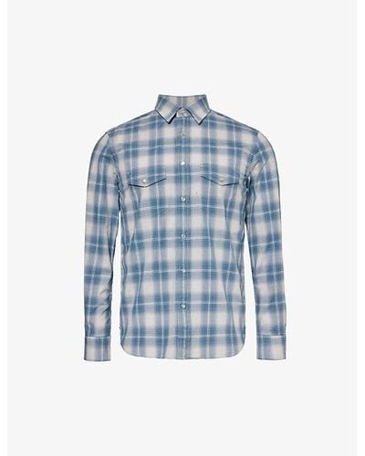 Tom Ford Grand Western Checked Regular-fit Cotton Shirt - Blue