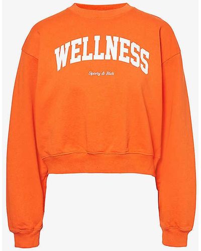Sporty & Rich Wellness Relaxed-fit Cotton-jersey Sweatshirt - Orange