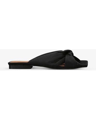 Ganni Soft Knot Recycled-polyester Mules - Black