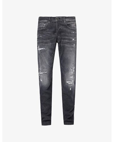 Replay Willbi Tapered-leg Mid-rise Stretch-denim Jeans - Blue