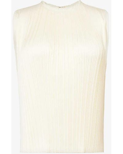 Vince Pleated Sleeveless Woven Top - White