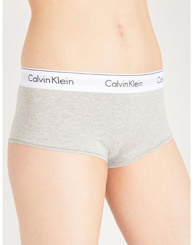 Calvin Klein Modern Cotton-blend Jersey Boy Short - Grey