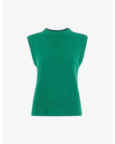Whistles Kira Round-neck Stretch-knit Sweater Vest - Green