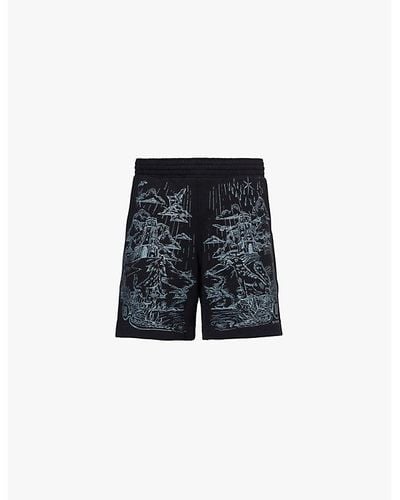 Givenchy Graphic-print Drawstring-waist Cotton-jersey Shorts - Black