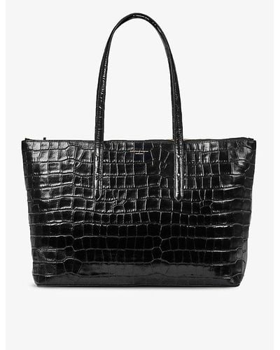 Aspinal of London Regent Croc-embossed Leather Tote Bag - Black