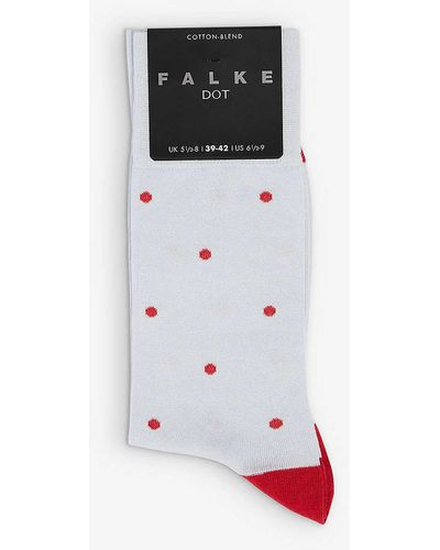 FALKE Dot-patterned Cotton-blend Socks - White