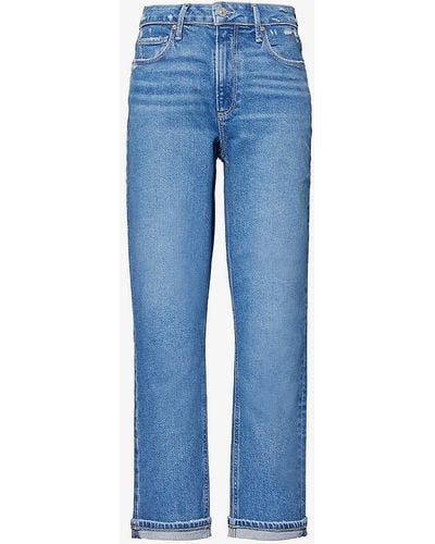 PAIGE Brigitte Slim-leg High-rise Denim-blend Jeans - Blue