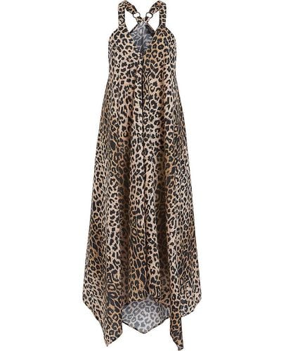 AllSaints Lil Leopard-print Sleeveless Cotton Maxi Dress - Natural