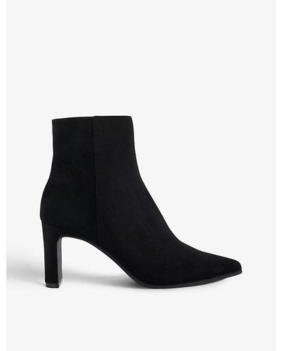 Dune Ottaly Tonal-stitch Suede Heeled Ankle Boots - Black