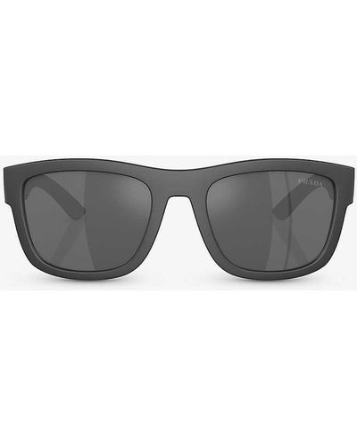 Prada Linea Rossa Ps 01zs Pillow-frame Nylon Sunglasses - Grey