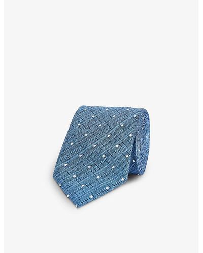 Emporio Armani Branded-pattern Silk Tie - Blue