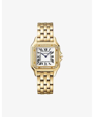 Cartier Crwjpn0016 Panthère De Medium 18ct Yellow-gold And 0.31ct Brilliant-cut Diamond Quartz Watch - Metallic