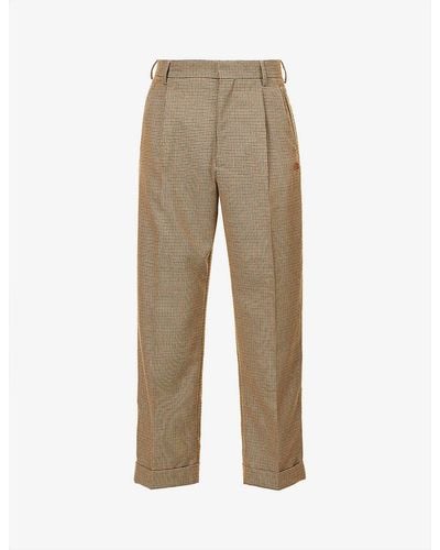 Lacoste Le Fleur* X Pleated Regular-fit Woven Trousers - Natural