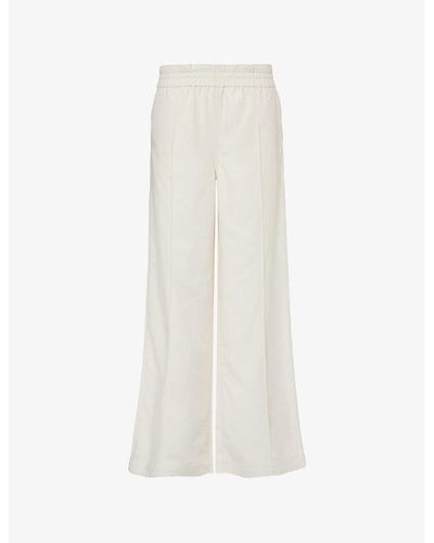 PAIGE Harper Jet-pocket High-rise Wide-leg Woven Trousers - White