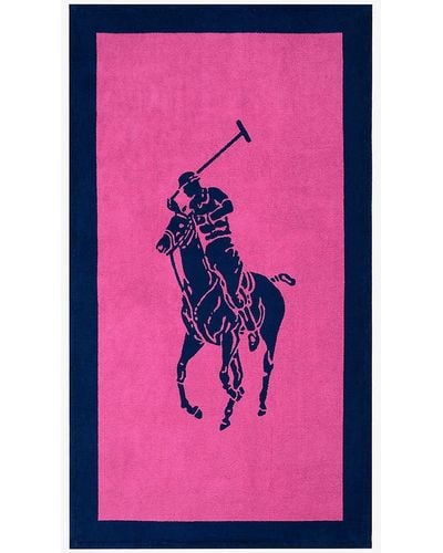 Ralph Lauren Home Polo Player-jacquard Cotton Beach Towel 170cm X 100cm - Pink