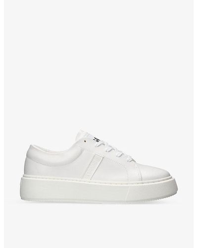 Ganni Sporty Mix Logo-embossed Faux-leather Low-top Sneakers - White