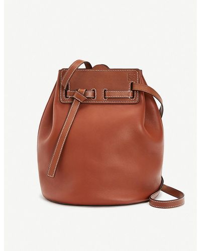Loewe Lazo Leather Bucket Bag - Brown