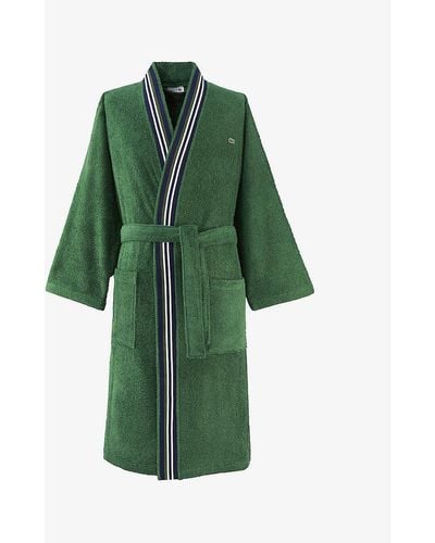 Lacoste Club Kimono-style Organic Terry Cotton Bathrobe - Green