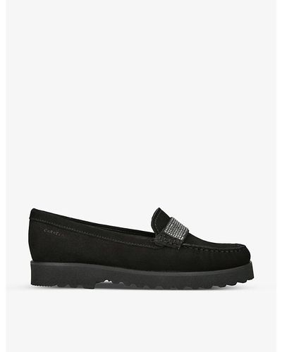 Carvela Kurt Geiger Essence Crystal-embellished Suede Loafers - Black