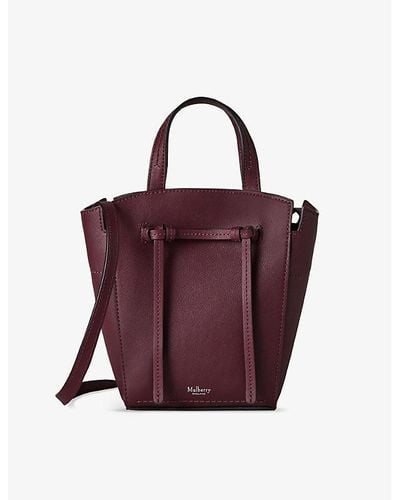 Mulberry Clovelly Mini Leather Tote Bag - Purple