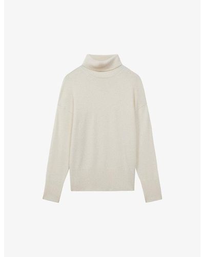 Reiss Alexis Roll Neck Knitted Sweater - White