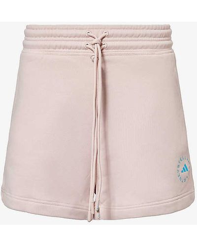 adidas By Stella McCartney Brand-embellished Organic-cotton Shorts - Pink