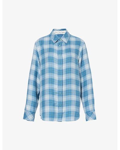 God's True Cashmere Unisex Checked Regular-fit Cashmere Shirt X - Blue