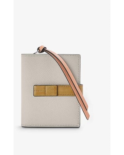Loewe Compact Logo-embossed Leather Wallet - White