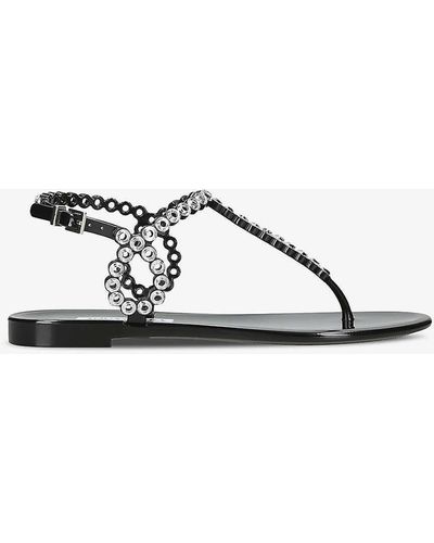 Aquazzura Almost Bare Crystal-embellished T-bar Jelly Sandals - Black