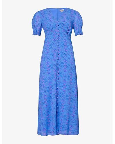 Aspiga Sally Anne Floral-print Woven Midi Dress - Blue