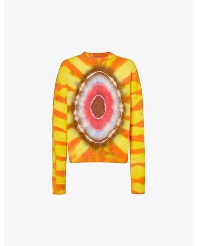 The Elder Statesman Tie-dye Dropped-shoulder Relaxed-fit Cashmere Sweater - Orange