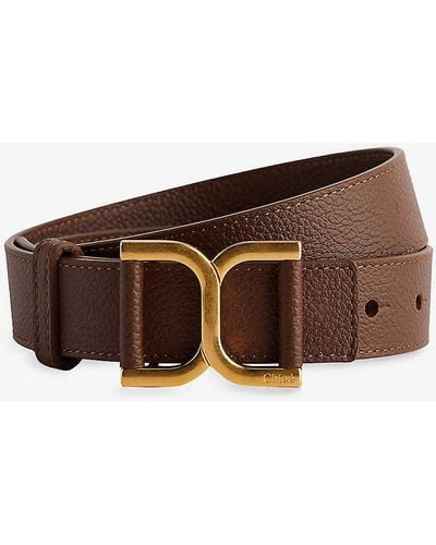 Chloé Marcie Branded Leather Belt - Brown