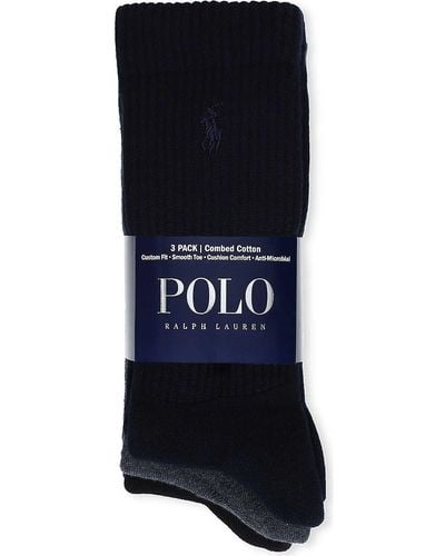 Polo Ralph Lauren Set Of Three Combed Cotton Socks - Blue