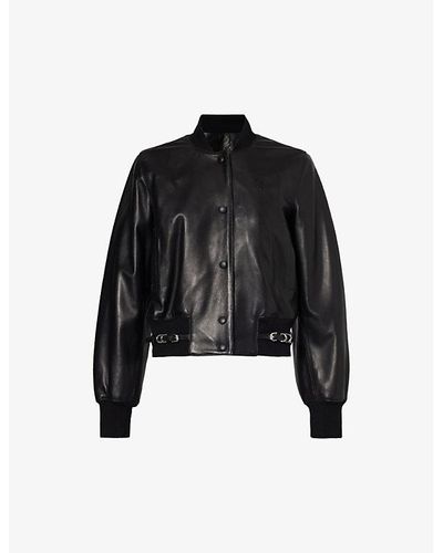 Givenchy Brand-embossed Slim-fit Leather Jacket - Black