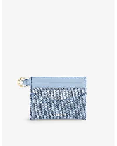 Givenchy Voyou Leather And Denim Card Holder - Blue