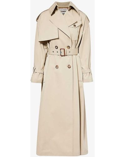 Alexander McQueen Buttoned-epaulettes Storm-flap Relaxed-fit Coat Trench Coat - Natural
